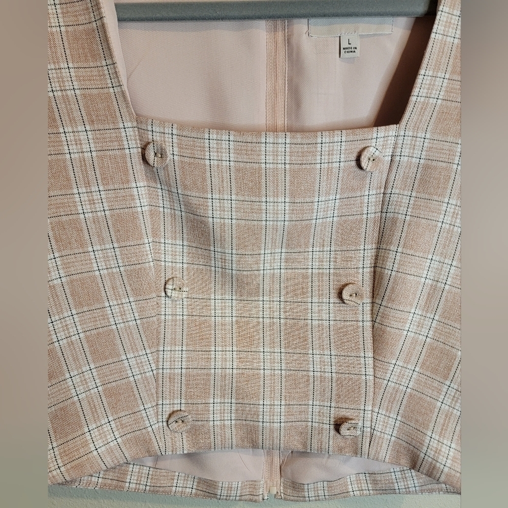 Adelyn Rae‎ Pink Plaid Double Breasted crop top size Large - Picture 5 of 10
